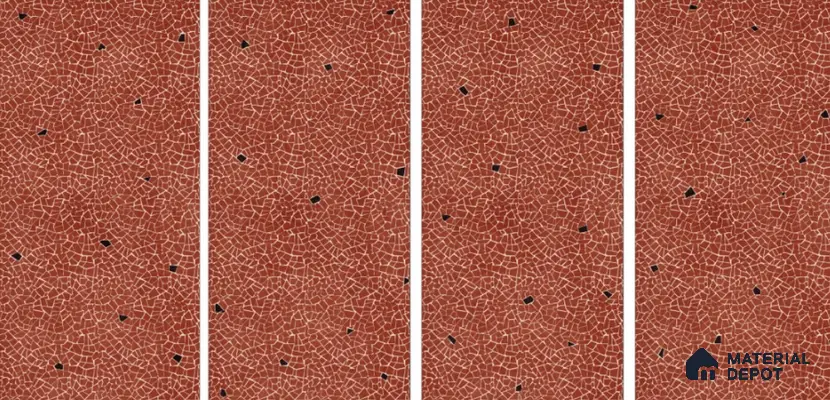 Terrazzo Floor & Wall Tile TL 06143 C Crackle Rosso 4 ft x 2 ft Vitrified Glue Matte Finish - 9 mm | 4 Random Design | Suitable For Living Room, Bedroom, Kitchen