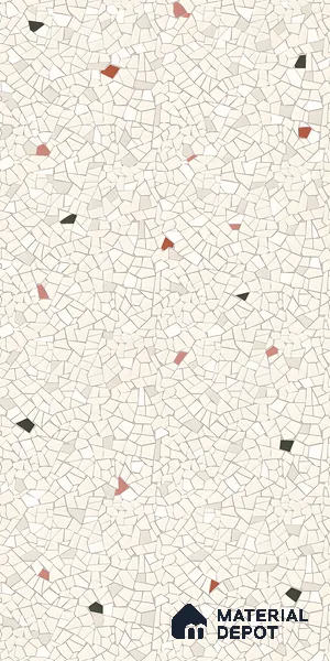 Terrazzo Floor & Wall Tile TL 06143 Crackle Bianco 4 ft x 2 ft Vitrified Glue Matte Finish - 9 mm | 6 Random Design | Suitable For Living Room, Bedroom, Kitchen