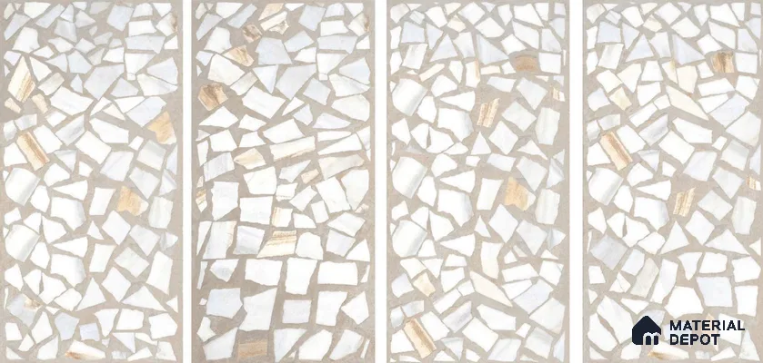 Terrazzo Floor & Wall Tile TL 06085 Trioti Bianco 4 ft x 2 ft Vitrified Matte Finish - 9 mm | 4 Random Design | Suitable For Living Room, Bedroom, Bathroom, Kitchen