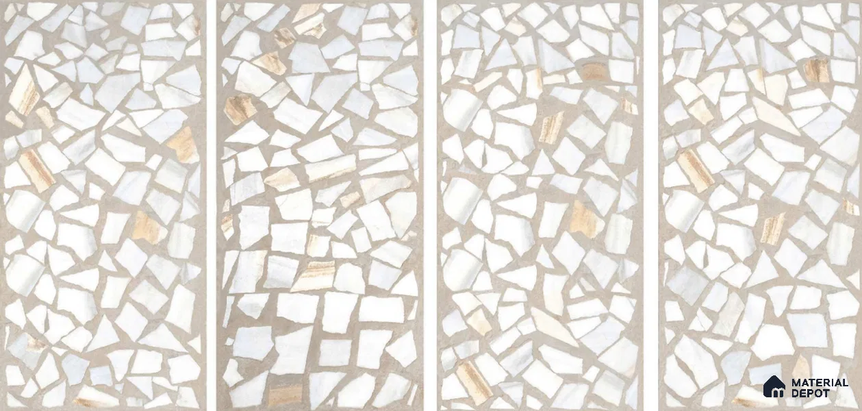 Terrazzo Floor & Wall Tile TL 06085 Trioti Bianco 4 ft x 2 ft Vitrified Matte Finish - 9 mm | 4 Random Design | Suitable For Living Room, Bedroom, Bathroom, Kitchen