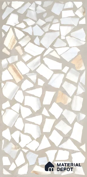 Terrazzo Floor & Wall Tile TL 06085 Trioti Bianco 4 ft x 2 ft Vitrified Matte Finish - 9 mm | 4 Random Design | Suitable For Living Room, Bedroom, Bathroom, Kitchen