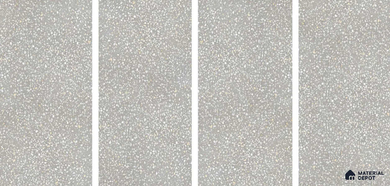 Terrazzo Floor & Wall Tile TL 06086 C Terrazzo Grey 4 ft x 2 ft Vitrified Matte Finish - 9 mm | 8 Random Design | Suitable For Living Room, Bedroom, Bathroom, Kitchen (Sample)