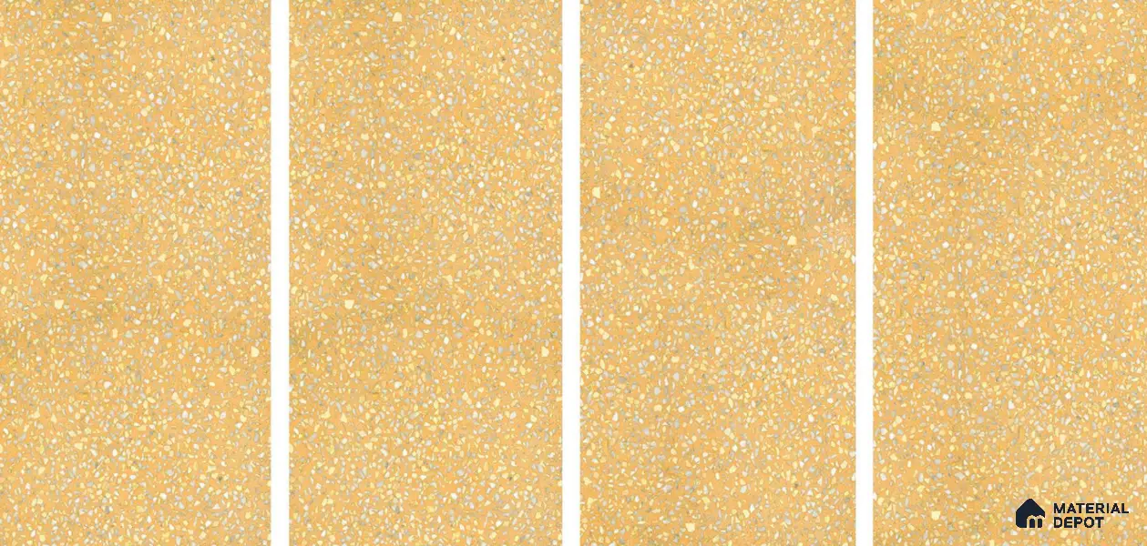 Terrazzo Floor & Wall Tile TL 06086 E Terrazzo Mustard 4 ft x 2 ft Vitrified Matte Finish - 9 mm | 8 Random Design | Suitable For Living Room, Bedroom, Bathroom, Kitchen