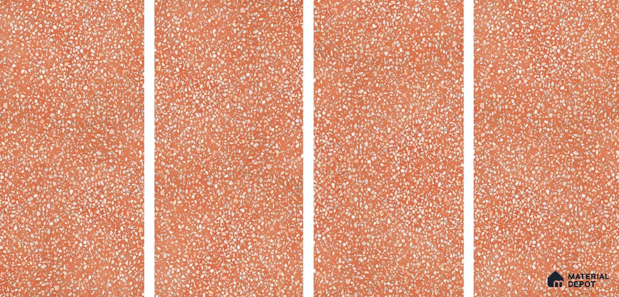Terrazzo Floor & Wall Tile TL 06086 F Terrazzo Ruby 4 ft x 2 ft Vitrified Matte Finish - 9 mm | 8 Random Design | Suitable For Living Room, Bedroom, Bathroom, Kitchen