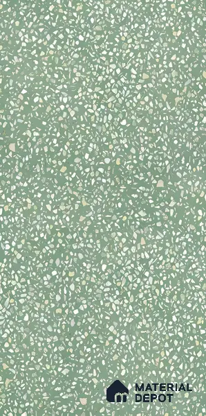 Terrazzo Floor & Wall Tile TL 06086 D Terrazzo Green 4 ft x 2 ft Vitrified Matte Finish - 9 mm | 8 Random Design | Suitable For Living Room, Bedroom, Bathroom, Kitchen