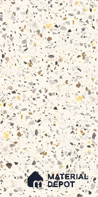 Terrazzo Floor & Wall Tile TL 06086 G Natural Terra White 4 ft x 2 ft Vitrified Matte Finish - 9 mm | 8 Random Design | Suitable For Living Room, Bedroom, Bathroom, Kitchen (Sample)