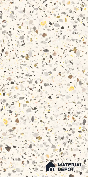 Terrazzo Floor & Wall Tile TL 06086 G Natural Terra White 4 ft x 2 ft Vitrified Matte Finish - 9 mm | 8 Random Design | Suitable For Living Room, Bedroom, Bathroom, Kitchen (Sample)