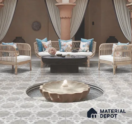 Moroccan Wall & Floor Tile TL 11806 | 2 ft x 2 ft Vitrified Sinker Finish Tile - 9 mm | Suitable For Kitchen, Bathroom, Dining Area