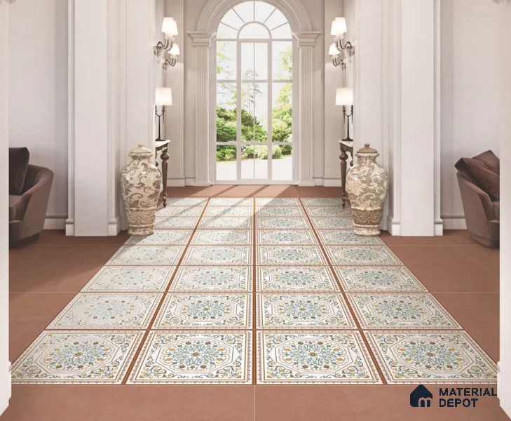 Moroccan Wall & Floor Tile TL 11798 | 2 ft x 2 ft Vitrified Matte Tile - 9 mm | Suitable For Kitchen, Bedroom, Dining Area