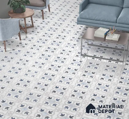 Moroccan Wall & Floor Tile TL 11802 | 2 ft x 2 ft Vitrified Sinker Finish Tile - 9 mm | Suitable For Kitchen, Balcony, Dining Area