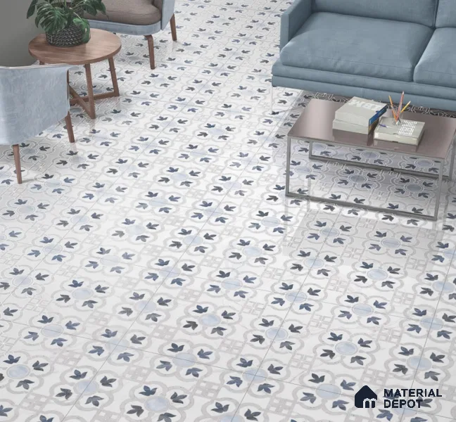 Moroccan Wall & Floor Tile TL 11802 | 2 ft x 2 ft Vitrified Sinker Finish Tile - 9 mm | Suitable For Kitchen, Balcony, Dining Area