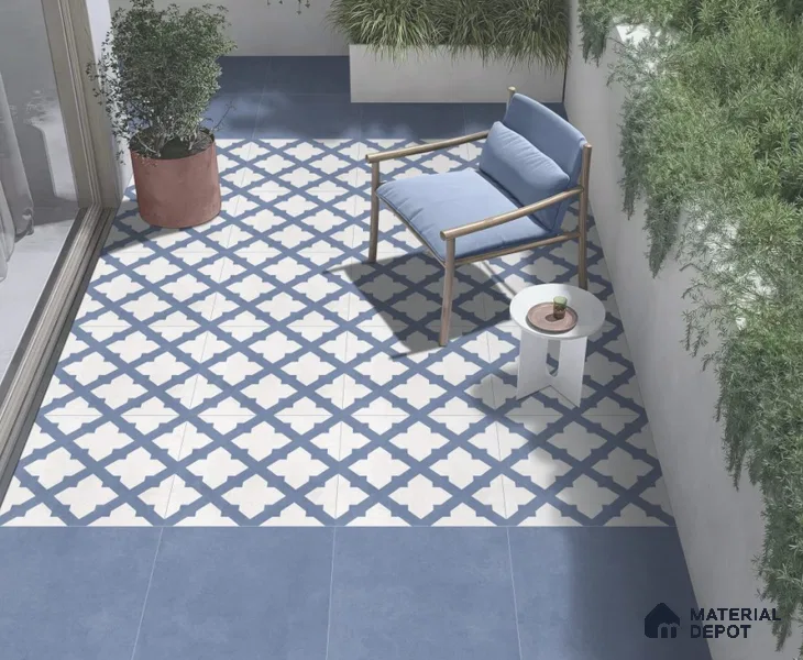 Moroccan Floor Decor Tile TL 11797 J | 2 ft x 2 ft Vitrified Double Digital Matte Tile - 9 mm | Suitable For Kitchen, Balcony, Dining Area