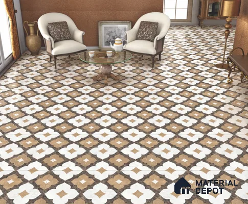 Moroccan Wall & Floor Tile TL 11809 | 2 ft x 2 ft Vitrified Sinker Finish Tile - 9 mm | Suitable For Kitchen, Balcony, Dining Area
