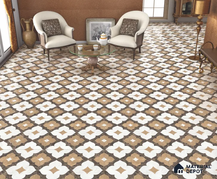 Moroccan Wall & Floor Tile TL 11809 | 2 ft x 2 ft Vitrified Sinker Finish Tile - 9 mm | Suitable For Kitchen, Balcony, Dining Area