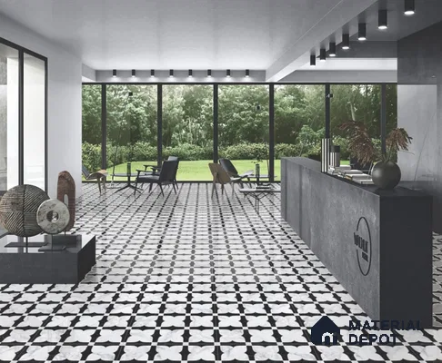 Moroccan Wall & Floor Tile TL 11803 | 2 ft x 2 ft Vitrified Sinker Finish Tile - 9 mm | Suitable For Kitchen, Bathroom, Dining Area