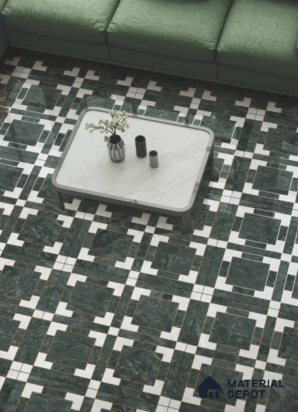 Moroccan Wall & Floor Tile TL 11807 | 2 ft x 2 ft Vitrified Glossy Tile - 9 mm | Suitable For Courtyard, Balcony, Dining Area