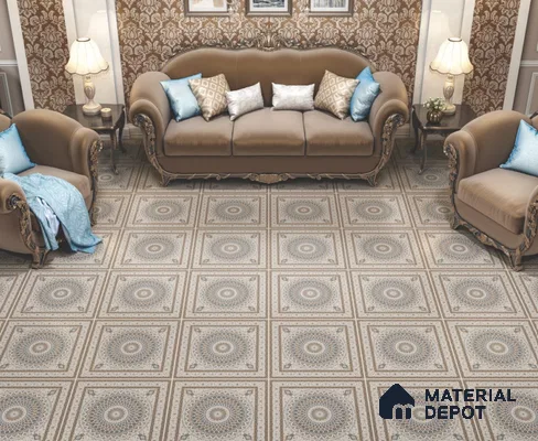 Moroccan Wall & Floor Tile TL 11767 | 2 ft x 2 ft Vitrified Carving Matte Tile - 9 mm (Sample)
