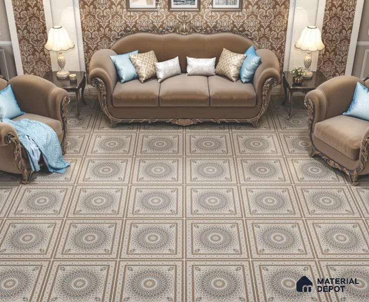 Moroccan Wall & Floor Tile TL 11767 | 2 ft x 2 ft Vitrified Carving Matte Tile - 9 mm (Sample)
