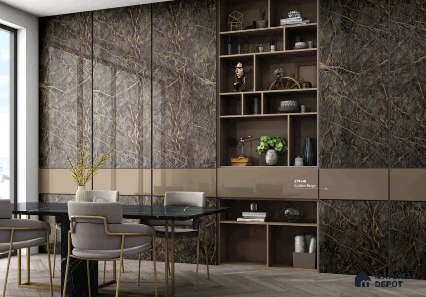 736 HG Stone Steel 8 ft x 4 ft High Gloss Finish Laminate - 1 mm | Suitable for TV Unit, Wardrobe, Kitchen Cabinets