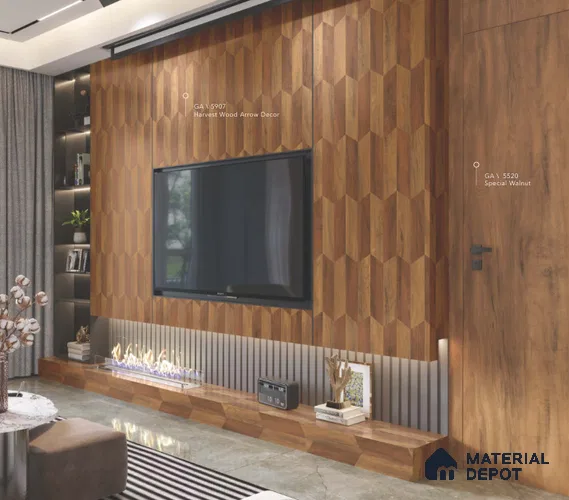 Patterned Look LM 02456 Harvest Wood Arrow Decor 8 ft x 4 ft Handcrafted Veneer Finish Decorative Laminate - 1 mm | Suitable for Bedroom, TV Unit, Wardrobe