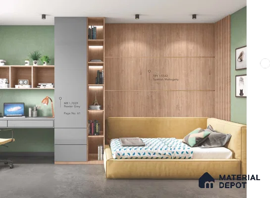 Wooden Look LM 02443 SpanishMahogany 8 ft x 4 ft Texture Finish Decorative Laminate - 1 mm | Suitable for TV Unit, Wardrobe, Kitchen Cabinets
