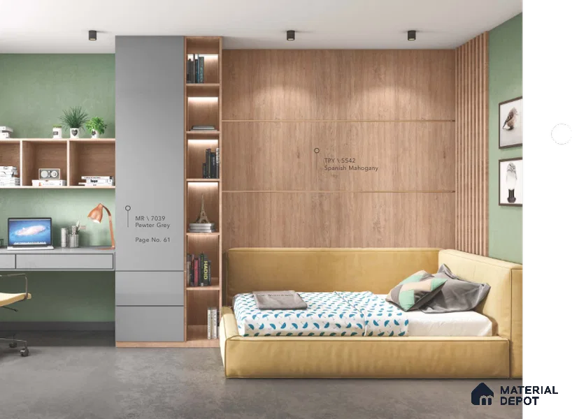 Wooden Look LM 02443 SpanishMahogany 8 ft x 4 ft Texture Finish Decorative Laminate - 1 mm | Suitable for TV Unit, Wardrobe, Kitchen Cabinets