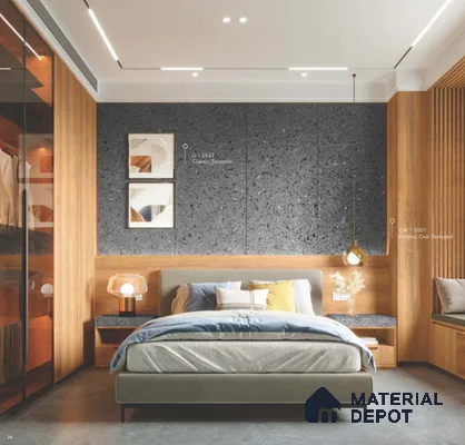 LM 02438 Classic Terrazzo 8 ft x 4 ft Texture Finish Decorative Laminate - 1 mm | Suitable for TV Unit, Wardrobe, Kitchen Cabinets