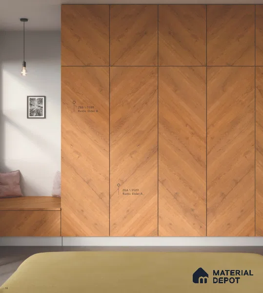 Wooden Look LM 02425 Rustic Elder B 8 ft x 4 ft Bookmatch Veneer Finish Decorative Laminate - 1 mm | Suitable for TV Unit, Wardrobe, Kitchen Cabinets