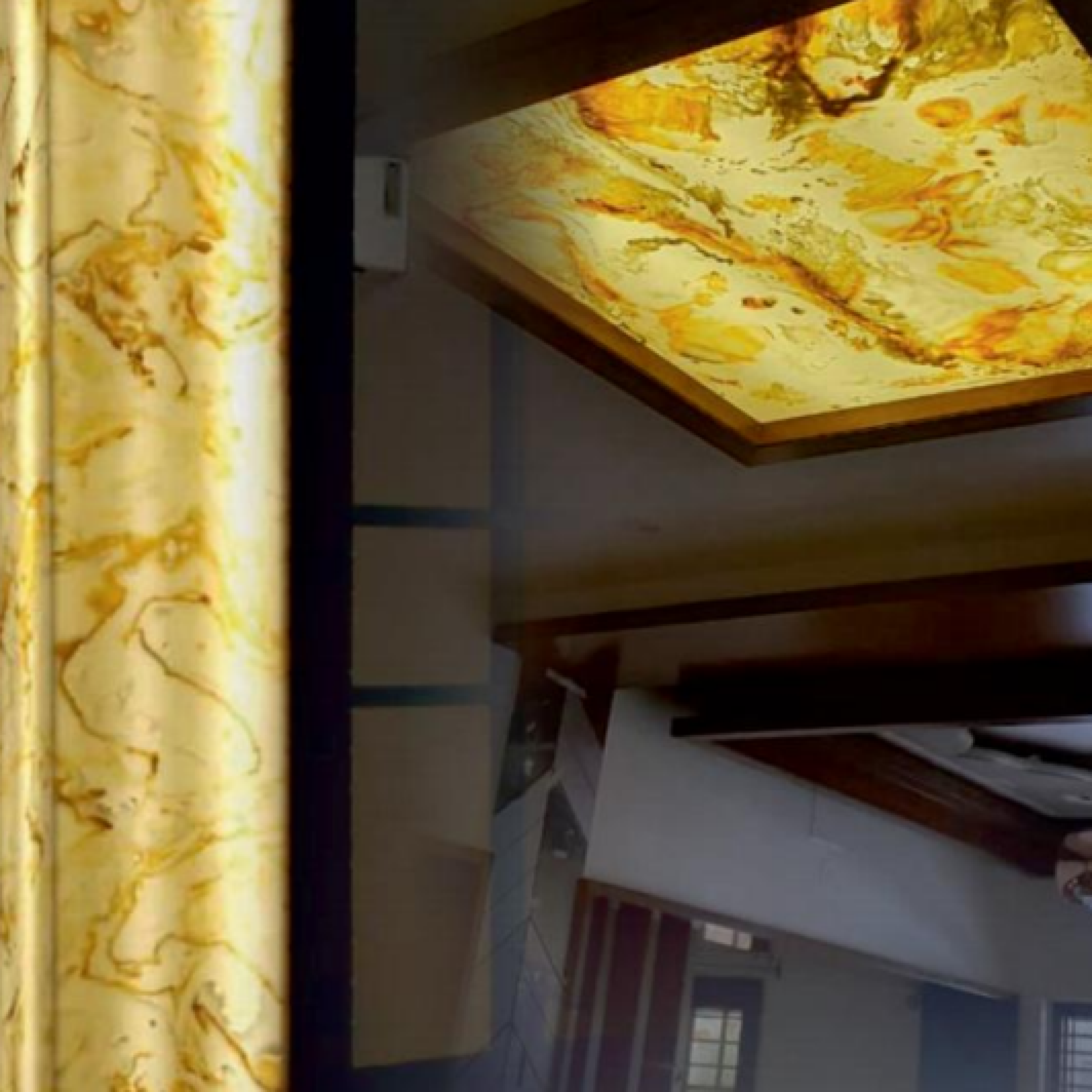 Multi Colour Marble Look Alabaster Sheet/Panel 8 ft x 4 ft - 6 mm | PN 03083 | Suitable for Pooja Room, Feature Wall, Foyer, Ceiling & Reception | Width is Subjected to 5% Variation