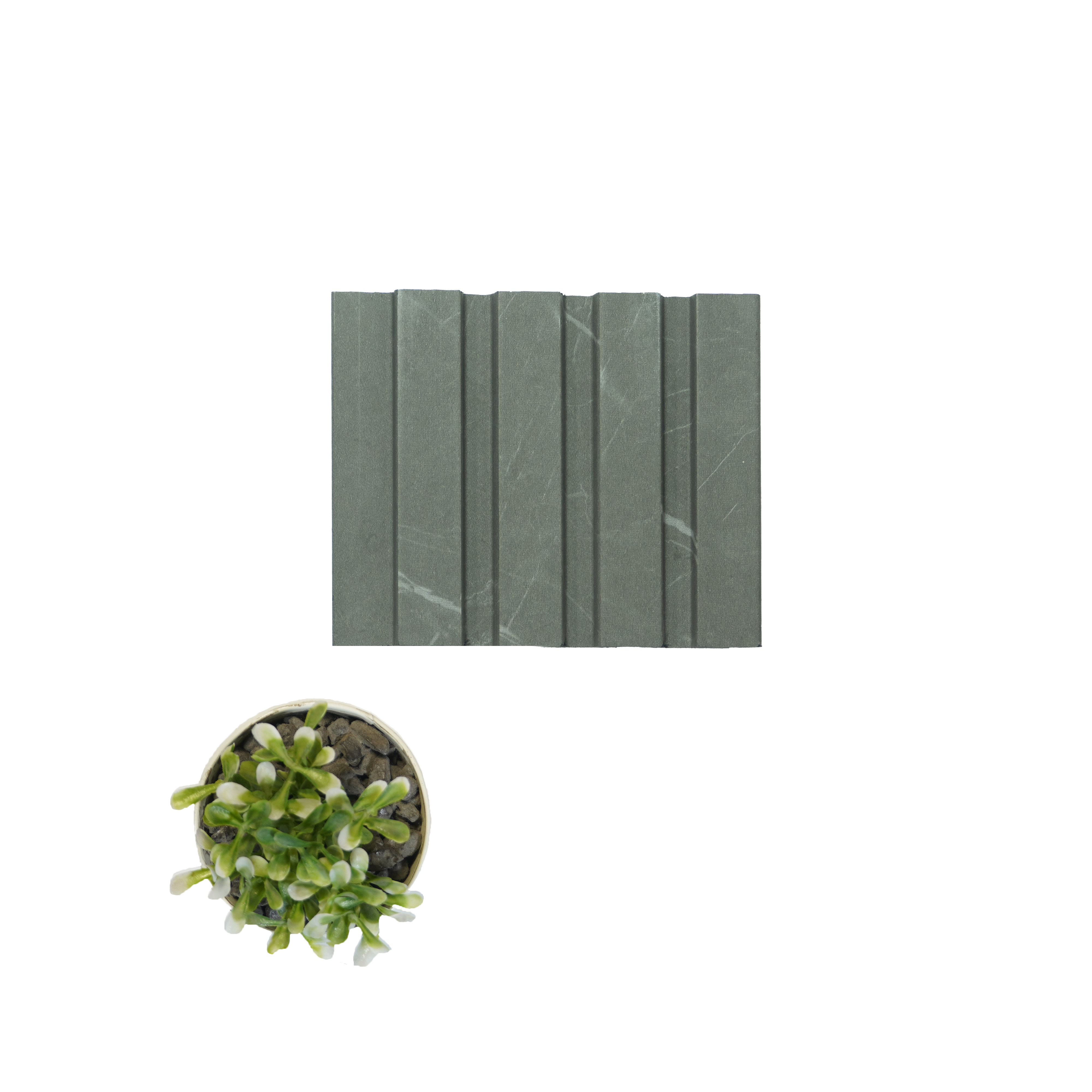 Green Marble Louver PN 00661 8 ft x 4.8 inch Charcoal Panel - 11 mm | Suitable for Feature Wall, TV Unit & Living Room | Width is Subjected to 5% Variation