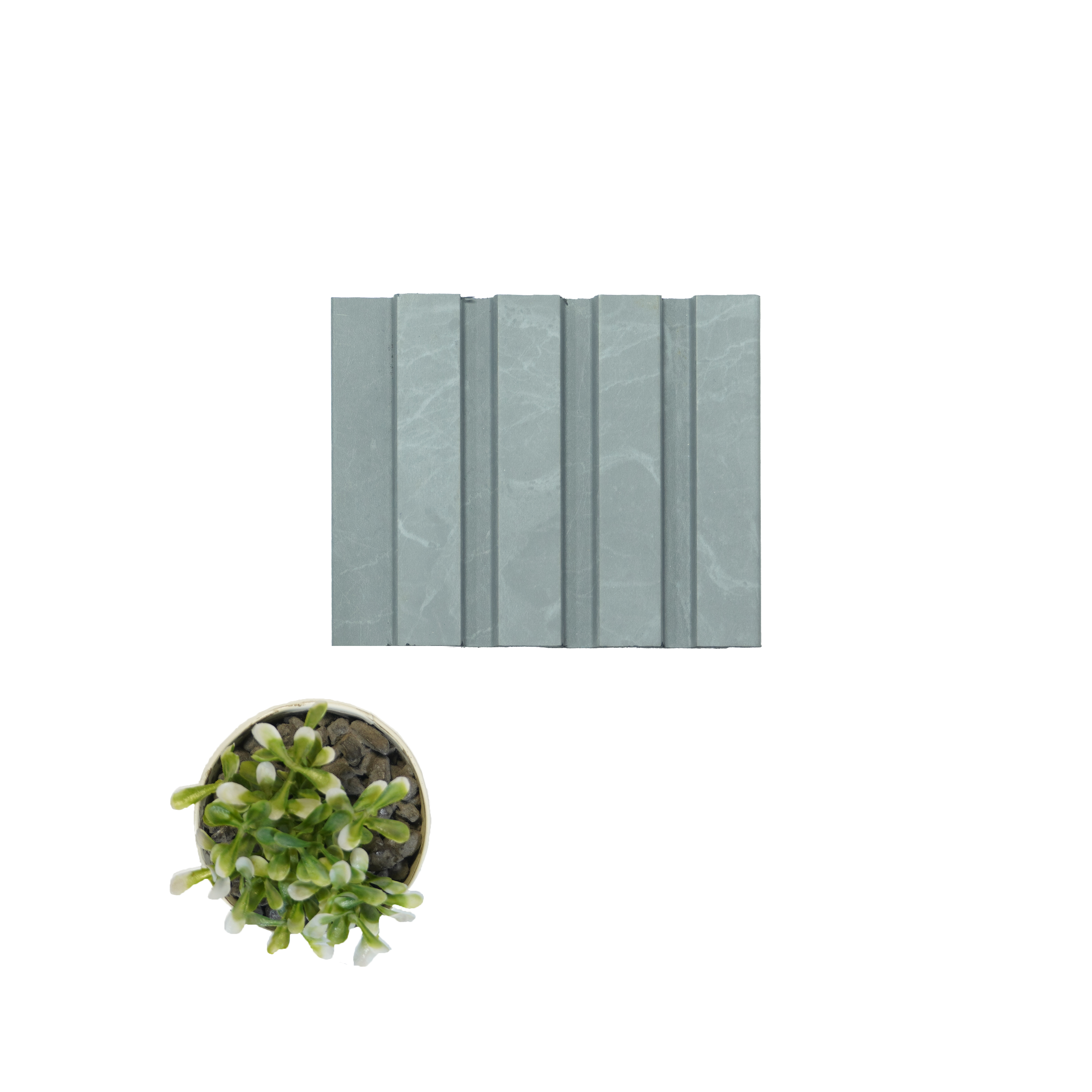 Grey Marble Louver PN 00663 8 ft x 4.8 inch Charcoal Panel - 11 mm | Suitable for Feature Wall, TV Unit & Living Room | Width is Subjected to 5% Variation