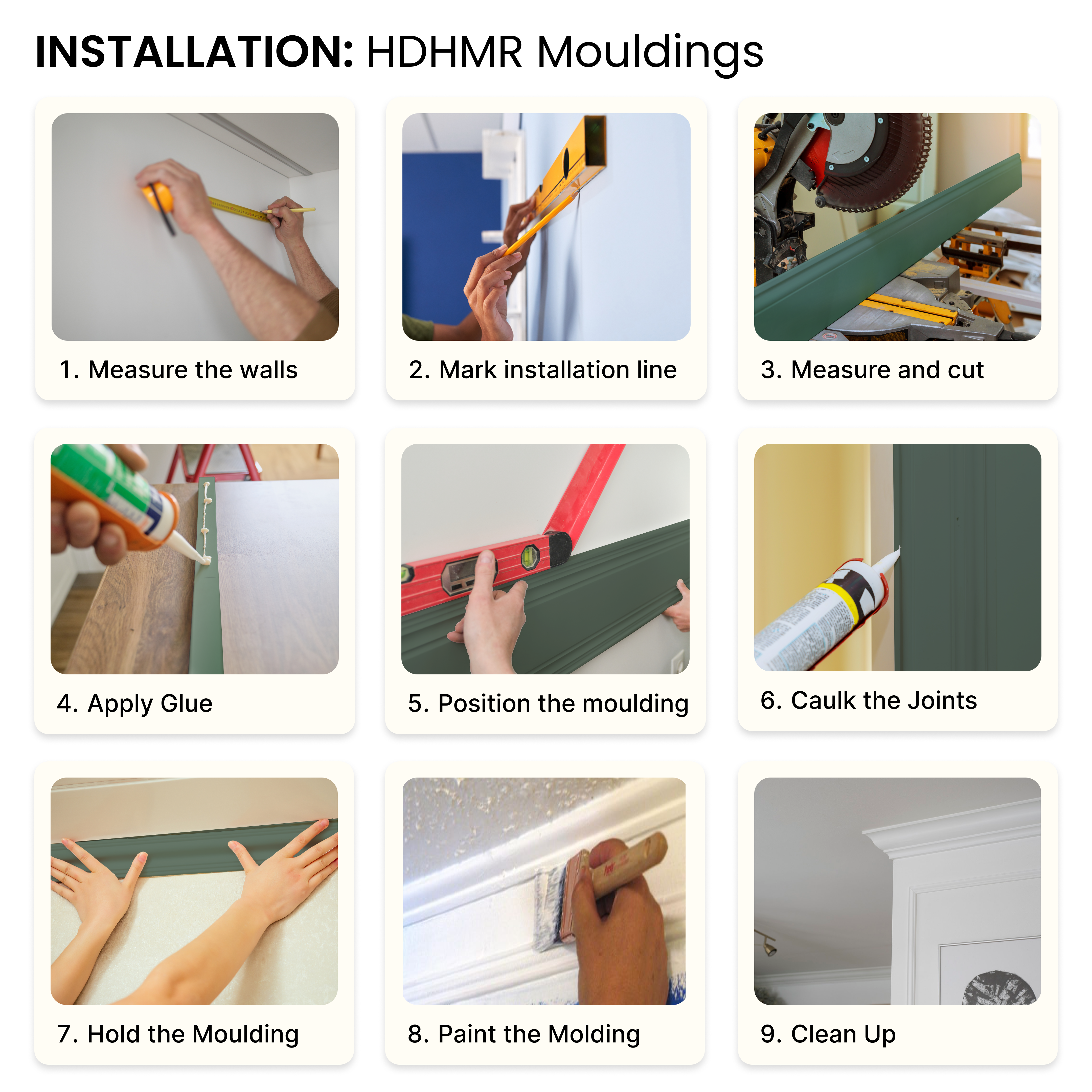 DIY Unfinished HDHMR Designer Paintable Wainscot French Wall Moulding Greenova PM 00307 | 8 ft x 38 mm x 18 mm | Nail & Adhesive Installation