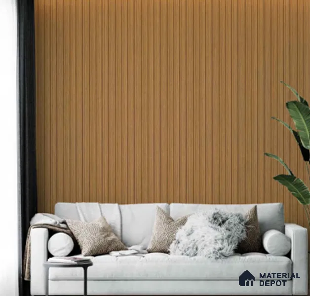 Brown Wooden Louver PN 03362 8 ft x 4.8 inch Charcoal Panel - 11 mm | Suitable for Feature Wall, TV Unit & Living Room | Width is Subjected to 5% Variation