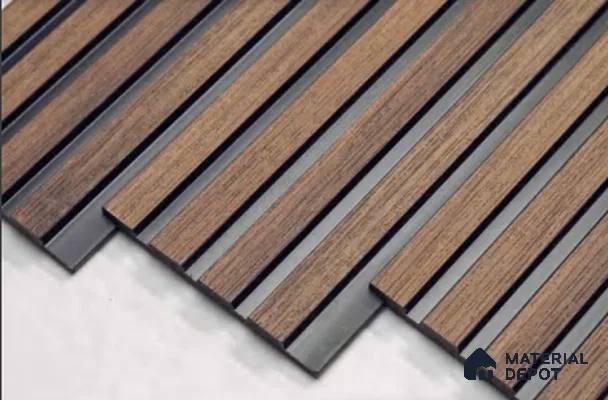 Brown Wooden Louver PN 00643 8 ft x 4.8 inch Charcoal Panel - 11 mm | Suitable for Feature Wall, TV Unit & Living Room | Width is Subjected to 5% Variation
