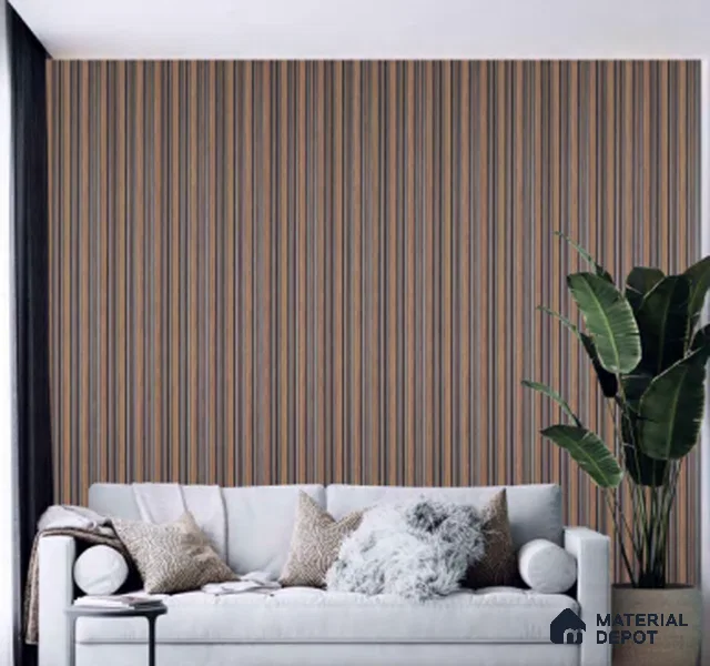 Brown Wooden Louver PN 00654 8 ft x 4.8 inch Charcoal Panel - 11 mm | Suitable for Feature Wall, TV Unit & Living Room | Width is Subjected to 5% Variation