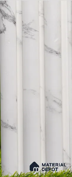 White Marble Louver PN 03514 8 ft x 1.2 inch Charcoal Panel - 20 mm | Suitable for Feature Wall, TV Unit & Living Room | Width is Subjected to 5% Variation