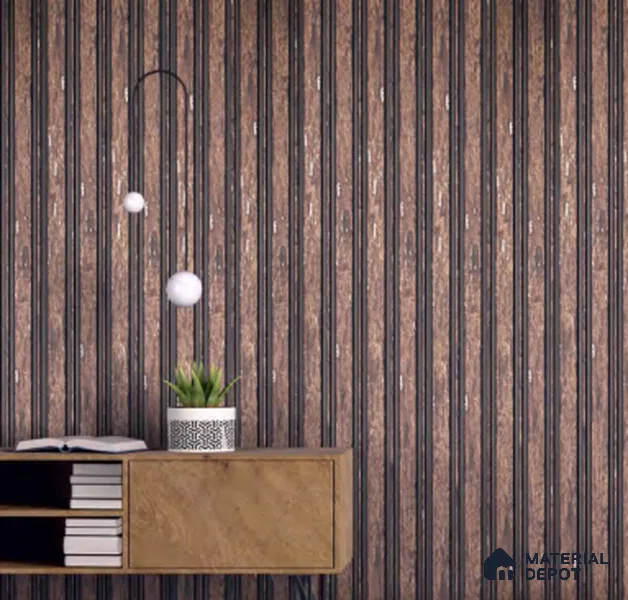 Multi Colour Wooden Louver PN 00658 8 ft x 4.8 inch Charcoal Panel - 11 mm | Suitable for Feature Wall, TV Unit & Living Room | Width is Subjected to 5% Variation