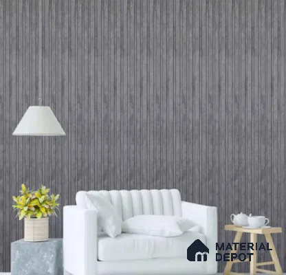 Grey Stone Louver PN 00667 8 ft x 4.8 inch Charcoal Panel - 11 mm | Suitable for Feature Wall, TV Unit & Living Room | Width is Subjected to 5% Variation