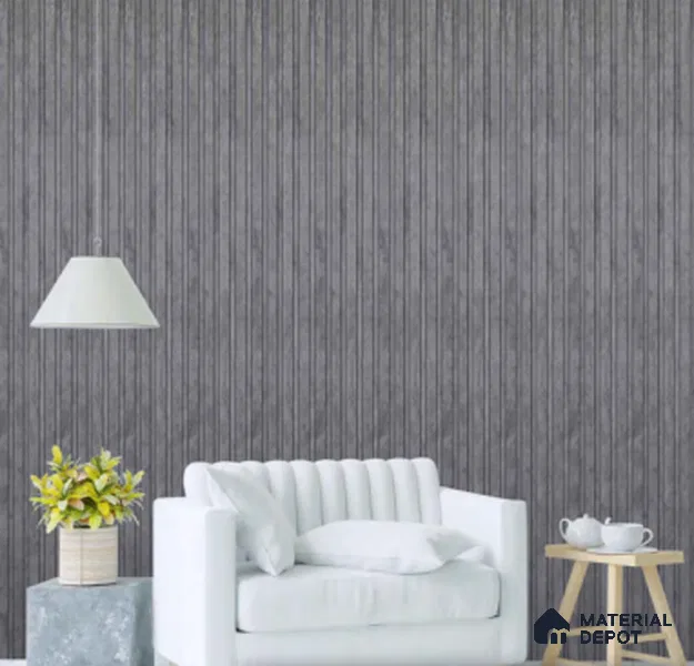 Grey Stone Louver PN 00667 8 ft x 4.8 inch Charcoal Panel - 11 mm | Suitable for Feature Wall, TV Unit & Living Room | Width is Subjected to 5% Variation