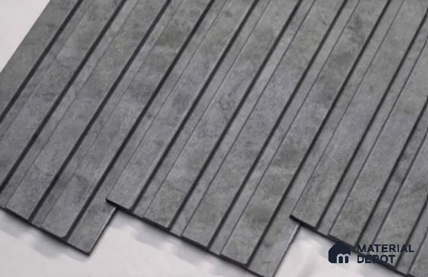 Grey Stone Louver PN 00667 8 ft x 4.8 inch Charcoal Panel - 11 mm | Suitable for Feature Wall, TV Unit & Living Room | Width is Subjected to 5% Variation
