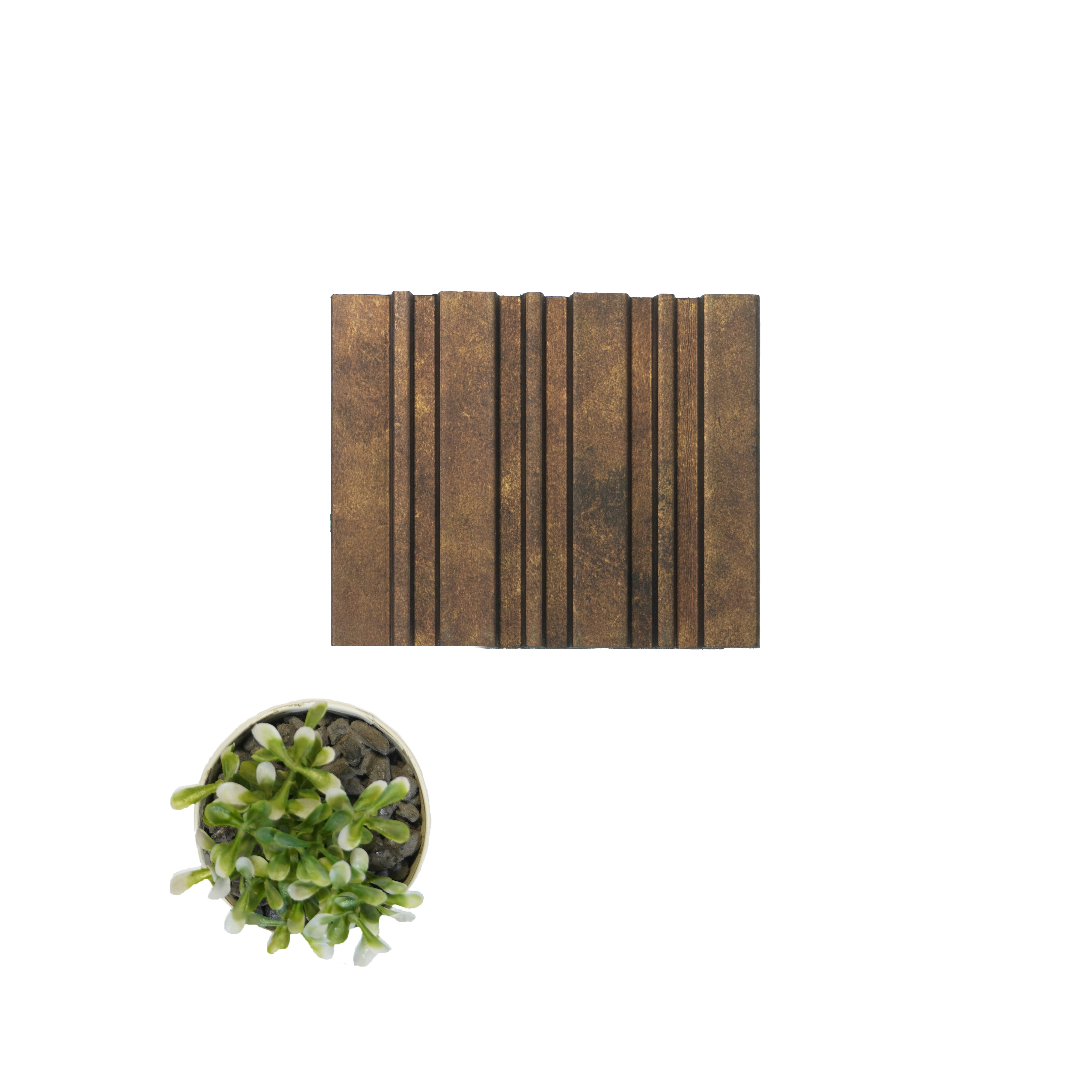 Brown Stone Louver PN 03367 8 ft x 4.8 inch Charcoal Panel - 11 mm | Suitable for Feature Wall, TV Unit & Living Room | Width is Subjected to 5% Variation