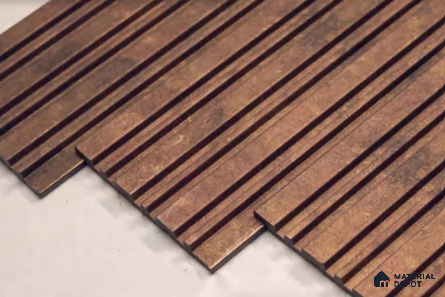 Brown Stone Louver PN 03367 8 ft x 4.8 inch Charcoal Panel - 11 mm | Suitable for Feature Wall, TV Unit & Living Room | Width is Subjected to 5% Variation