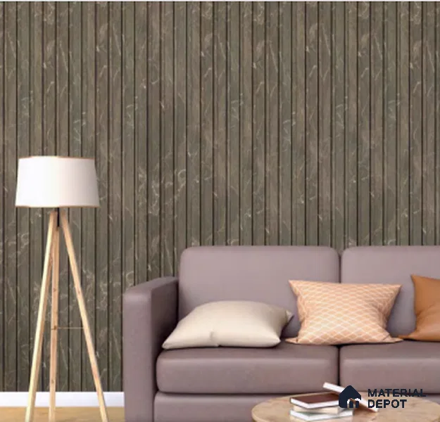 Brown Marble Louver PN 00662 8 ft x 4.8 inch Charcoal Panel - 11 mm | Suitable for Feature Wall, TV Unit & Living Room | Width is Subjected to 5% Variation