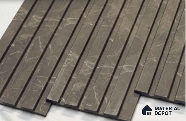 Brown Marble Louver PN 00662 8 ft x 4.8 inch Charcoal Panel - 11 mm | Suitable for Feature Wall, TV Unit & Living Room | Width is Subjected to 5% Variation