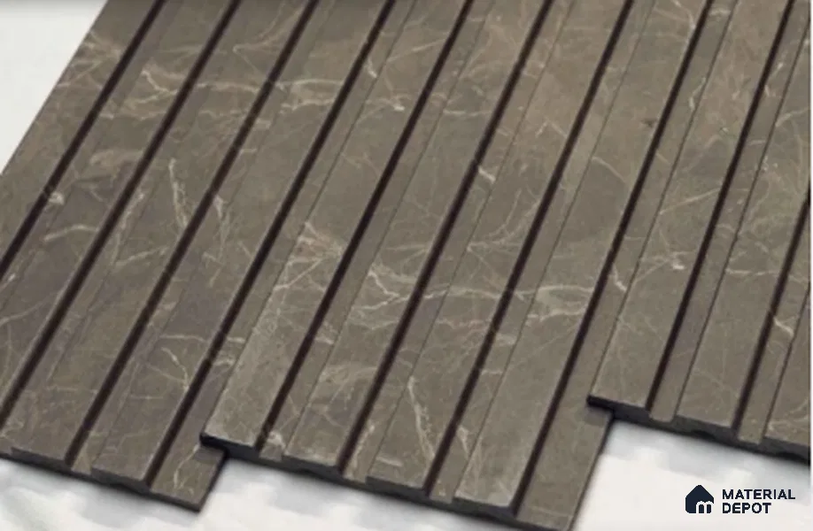 Brown Marble Louver PN 00662 8 ft x 4.8 inch Charcoal Panel - 11 mm | Suitable for Feature Wall, TV Unit & Living Room | Width is Subjected to 5% Variation