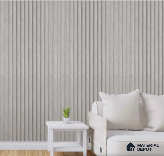 Grey Marble Louver PN 00663 8 ft x 4.8 inch Charcoal Panel - 11 mm | Suitable for Feature Wall, TV Unit & Living Room | Width is Subjected to 5% Variation