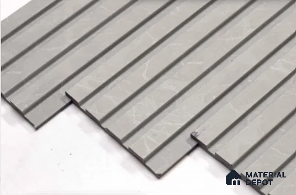 Grey Marble Louver PN 00663 8 ft x 4.8 inch Charcoal Panel - 11 mm | Suitable for Feature Wall, TV Unit & Living Room | Width is Subjected to 5% Variation