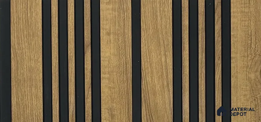 Wooden Louver PN 05856 8 ft x 4.7 inch Charcoal Panel - 7 mm | Suitable for Feature Wall, TV Unit & Living Room | Width is Subjected to 5% Variation