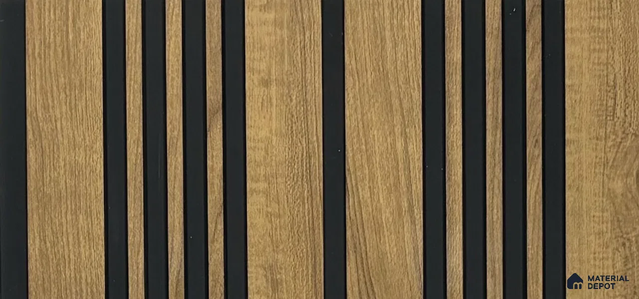 Wooden Louver PN 05856 8 ft x 4.7 inch Charcoal Panel - 7 mm | Suitable for Feature Wall, TV Unit & Living Room | Width is Subjected to 5% Variation
