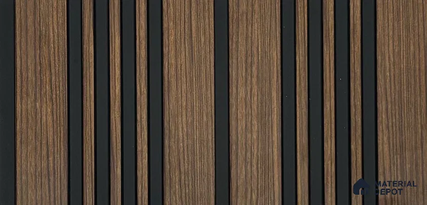Brown Wooden Louver PN 05821 8 ft x 4.7 inch Charcoal Panel - 7 mm | Suitable for Feature Wall, TV Unit & Living Room | Width is Subjected to 5% Variation